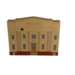 VTG 1994 Cat's Meow Village Masonic Temple Wood Series XII 1209 Retired 4" Decor